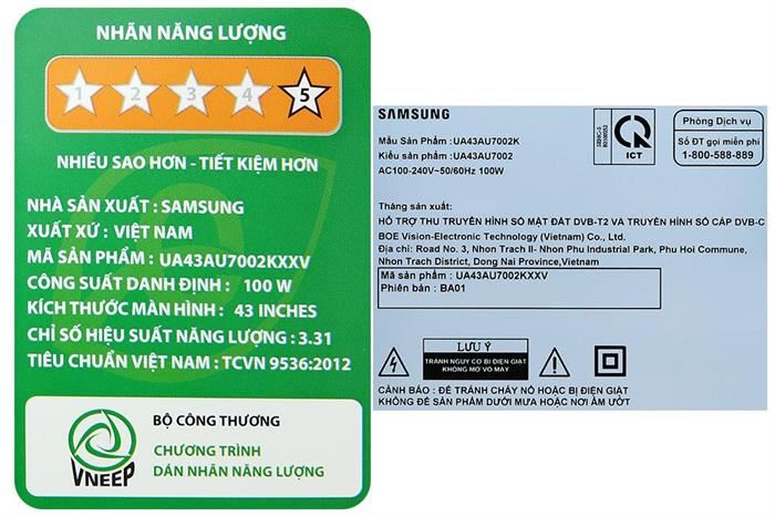 Smart Tivi Samsung 4K 43 Inch UA43AU7002